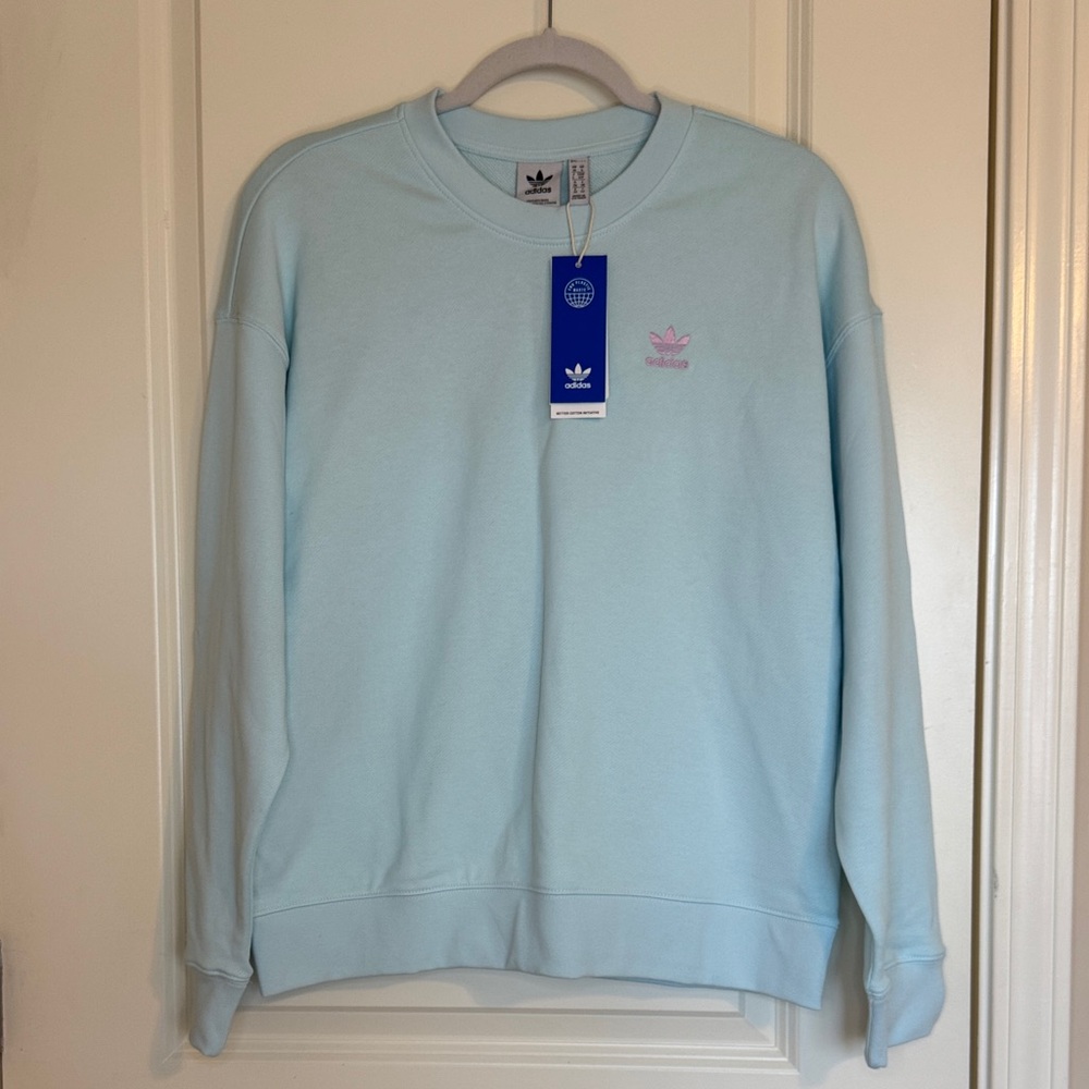 Adidas Women's Light Blue Crewneck Sweater